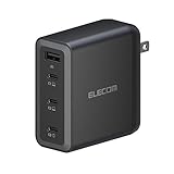 ELECOM 150W USB C Wall Charger Block, 4 Multi Port GaN II Smart PD, Ultra-Fast Charging, Compact Power Adapter for Multiple Devices, Laptops, Tablets, iPhone, iPad, Watch, Speakers, Airpods - Black