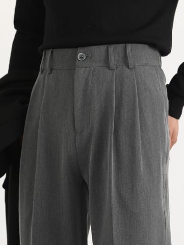 Men's Double Pleat Dress Pants Straight Wide Leg Comfort Waist Trousers Pants for Men4