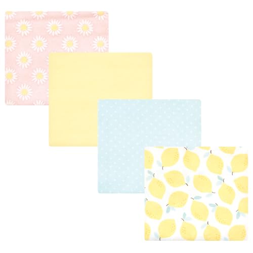 Image of Hudson Baby Unisex Baby Cotton Poly Flannel Receiving Blankets, Lemon Daisy, One Size