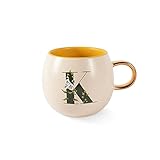 Fringe STUDIO Floral K Stoneware Mug, 1 Count (Pack of 1), Cream (428037)
