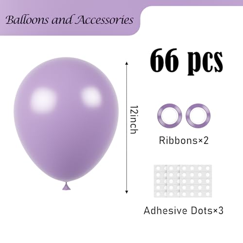 Image of Voircoloria 66pcs Lilac Purple Faded Purple Latex Party Balloons, 12inch | for Wedding, Birthday, Graduation, Bridal Shower, Baby Shower, Gender Reveal, Anniversary Party Decorations