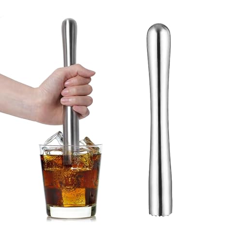 Aiyraa Edelstahl Stößel, Cocktail Stampfer Stößel für Cocktails, Limettenpresse Mojito Zubehör, Krautstampfer Stößel Cocktail für Getränke und Fruchtsäfte, Perfekt für Barzubehör, 22,5 Cm