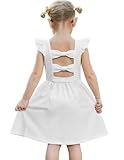 Arshiner Toddler Girls Dresses White Dress for Girls Flutter Sleeve Dress Back Bowknot Dress Kids Summer Casual Beach Sundress Girls Dresses Size 6