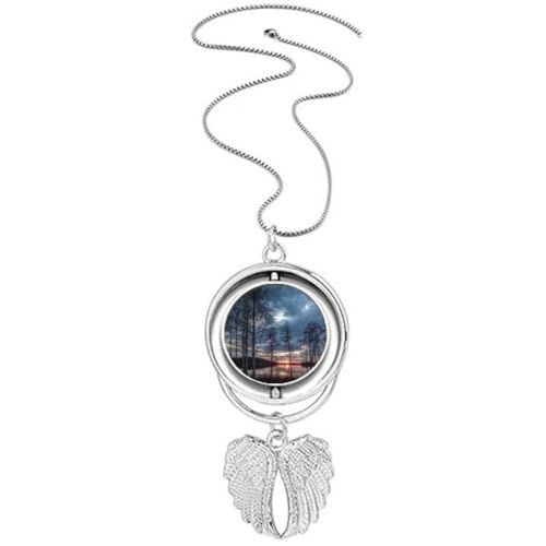 Collier avec pendentif en forme d'ailes d'ange bijou femme tendance motif lac poétique