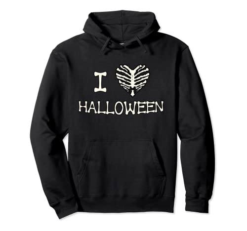 I Love Halloween Heart of Bones Funny Holiday Pullover Hoodie