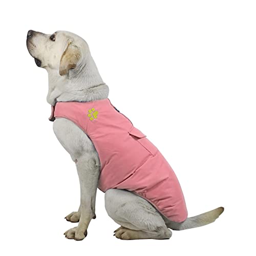 PETCUTE 犬 服 冬 ペット服 両面使用 ジャケット ハーネス コート ダウン風 ベスト 犬洋服 パーカー ドッグウエア 保温 防寒 可愛い 冬服 ワンちゃん ハーネス穴 リード穴あり 簡単マジックテープ脱着 抜け毛防止対策 防寒 小型犬 中型犬 大型犬向け ピンク/XS