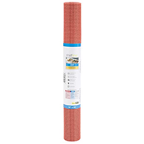 Smart Design Classic Grip Shelf Liner - 18 Inch x 5 Feet - Non Adhesive, Strong Grip Bottom, Easy Clean Kitchen Drawer, Cabinet, Cupboard Dresser Protector Cover, Non Slip Rubber Mat - Coral Orange