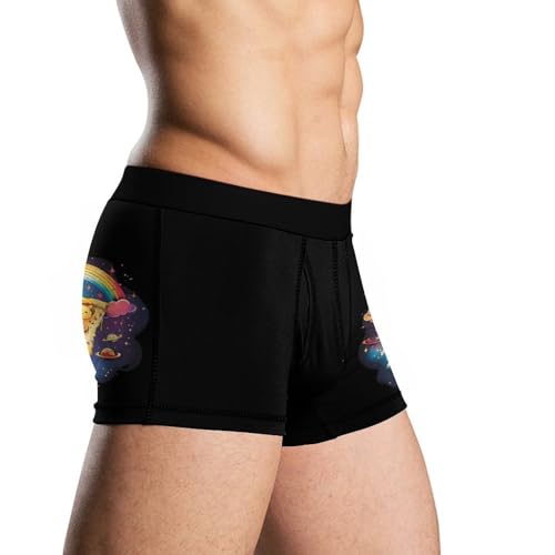 Psychedelic Pizza Planet Rainbow Cat Comfortable Mens Underwear Boxer Briefs Lightweight Stretch Panties3