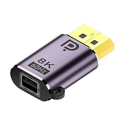 chenyang DisplayPort 1.4 Adapter Mini DisplayPort DP Female to DisplayPort DP Male 8K 60hz Adapter, Grey