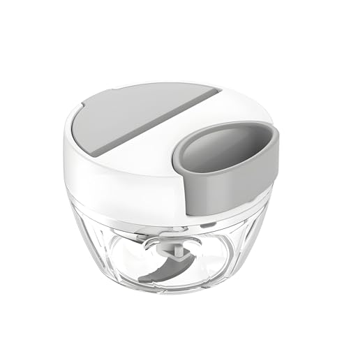 Shurhome Robot de cocina manual sin esfuerzo con sacapuntas de acero inoxidable extraíbles, ideal para picar trozos de ajo y hacer purés. Cortador de verduras fácil de limpiar