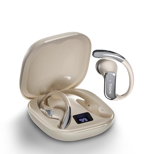 Image of DwOTS Sense Pro OWS Earbuds with 42dB ANC, Over Ear Headphone Design, 45H Battery, Bluetooth v6.0, 3 EQ Modes, Hall Switch Auto Connect, Voice Assistant Support, Bluetooth Earbuds (Cream)