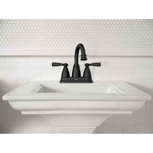 Moen 84943BL Robinet de lavabo Centerset noir mat bec haut