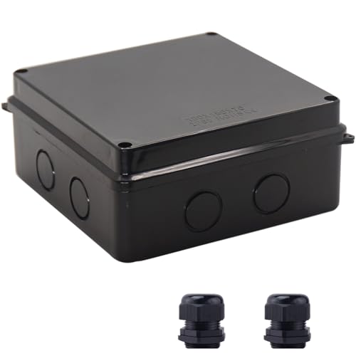 Image of Junction Box, Reserved Holes Electrical Boxes Waterproof IP65 ABS Plastic Electrical Power Cord Enclosure Project Box Black 5.9 x 5.9 x 2.8 inch(150x150x70mm)