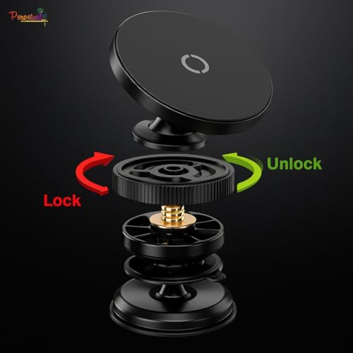 Image of Pereptual 360 Magnetic Car Phone Holder - Vacuum Suction Cup Mount, Hands-Free Phone Stand for Car, Gym, Mirror & Shower, Universal Mobile Compatibility (Non-Extended)