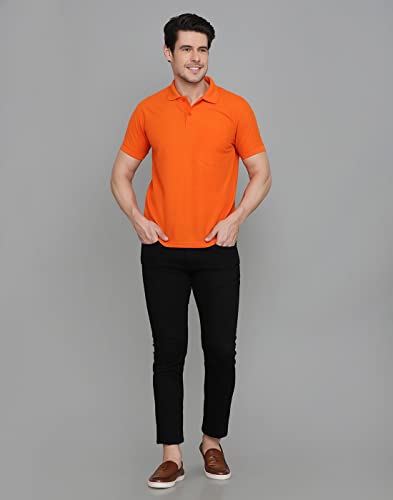 Image of INKKR Men's Polo Neck Half Sleeve Cotton Blend Regular Fit T-Shirt With Pocket