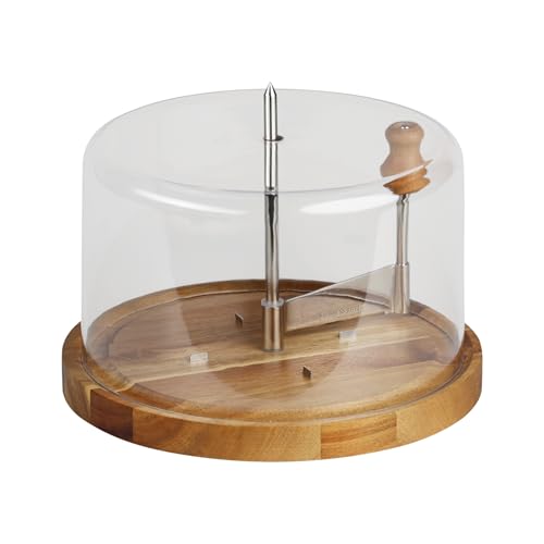 NEUSTANLO Käsehobel mit Haube Ø 21,7 cm | FSC-zertifiziertes Akazienholz | perfekt für Tête de Moine & andere Käsesorten | hygienische...