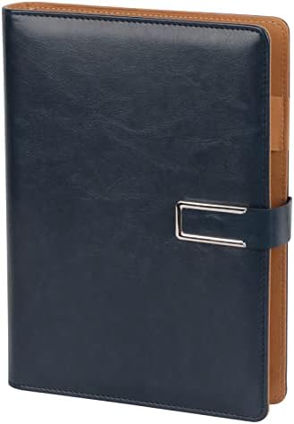 Colacoo A5 Notebook Binder,A5 PU Leather Binder 6 Ring Planner Loose Leaf Personal Organizer Binder Cover with Magnetic Buckle Closure for A5 Filler Paper,Binder Pockets,Refillable Inserts-Dark Blue