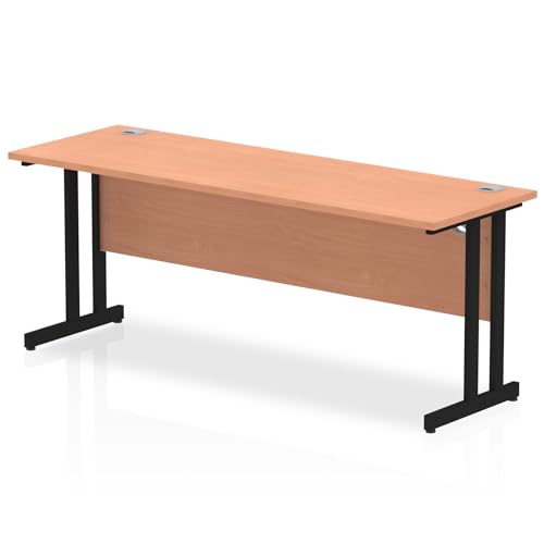 Image of Dynamic Impulse 1800 x 600mm Straight Office Desk Beech Top Black Cantilever Leg