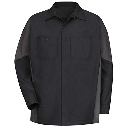Red Kap mens Long Sleeve Two-Tone Crew Shirt Black/Charcoal 2X-Large by Red Kap - Image 2