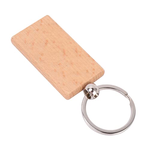 Chaîne à clés en bois rectangle vierge à graver pour projets DIY