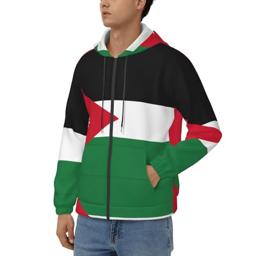 Sweat à capuche homme imprimé drapeau jordanien coupe moderne ample - 2