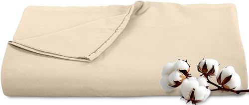 Image of Royale Linens 300 Thread Count 100% Long Staple Combed Cotton Flat Sheet - Super Soft - Top Sheets - Full Flat Sheet Sold Separately - Breathable, Cool & Crisp Percale Sheets Only (Full, Cream)