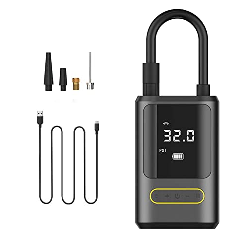 YIWEOG Compresor de aire inalámbrico portátil Inflador de neumáticos de automóvil recargable por USB Bomba de aire de banco de energía 150PSI con pantalla digital y luces LED para automóviles,