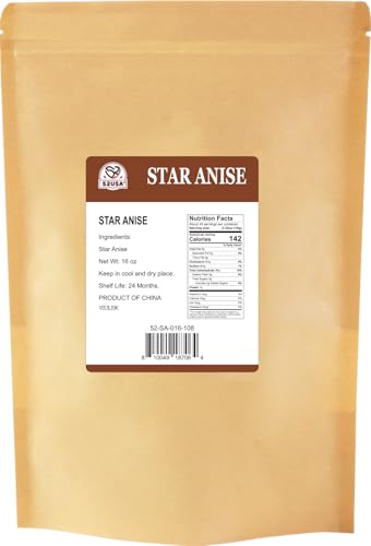 52USA Star Anise, 16 Ounce (Pack of 1), NON-GMO Verified Chinese Star Anise Whole, Dried Star Anise Pods for Tea and baking