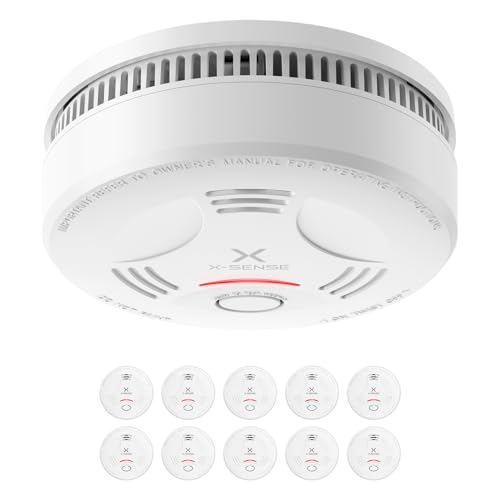 X-Sense Detector de Humo, Alarma de Incendio con Batería de 10 Años para el Hogar, Indicador LED y Botón de Silencio, Alarma de Humo con Batería, Conforma al Estándar EN 14604, SD11, 10 Piezas