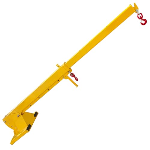 HQHAOTWU Forklift Jib Boom Crane 6600lbs Capacity Telescoping Mobile Crane Industrial 0-75 Degrees Tilting Lifting Hoist Truss Jib Boom with 2 Hooks Manual Telescopic 7-12ft for Warehouse & Factories