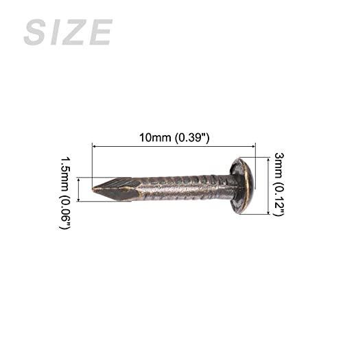 METALLIXITY Small Nails (1.5x10mm) 200pcs, Brass Tiny Hardware Nails - for Household Woodworking Bronze Tone - Image 2
