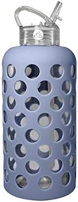 Apana 320z Silicone Dot Glass Water Bottle-Stone Wash