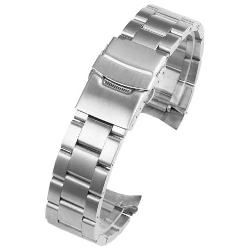 HiCycle2 Correa de reloj de repuesto para Seiko Alpinist Sarg005 Sarb017 correa de reloj masculina resistente al óxido de acero inoxidable sólido con interfaz curvada de 20 mm, 21mm Silver, Acero