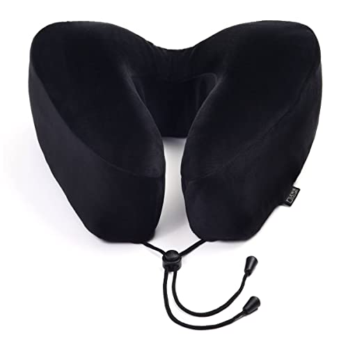 Lewis N. Clark Contoured Memory Foam Hexform Travel Cervical Neck Pillow for Shoulder & Neck Pain, Airplane, Camping, Kids & Adults, Premium, Black
