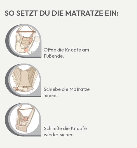 Universal vegane Matratze für Baby-Federwiege - Bezug aus Bio-Baumwolle - weich und formstabil - waschbar