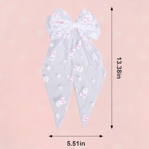 Bllavie Pinza para el Cabello con Lazo de Conejo de Pascua en Malla Blanca miniatura 2