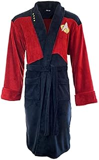 Groovy Uk Star Trek Picard New Generation Fleece Bathrobe, One Size, Blue/Red