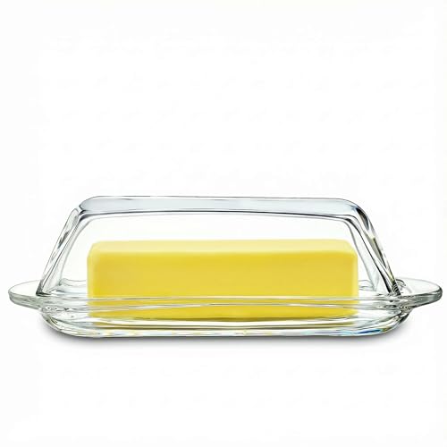 7 Inches Glass Butter Dish with Lid for Countertop -