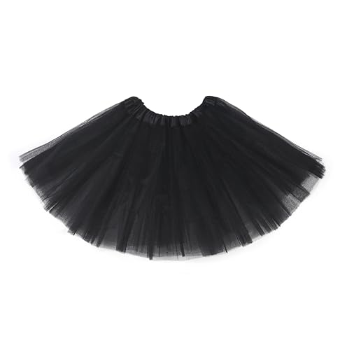 Fepdiu Girls Tutu Skirt 3 Layers Tulle Toddler Ballet Skirts Girls Tulle Tutu Dance Fit Most 3-10 yrs for Dance Party Costume (Black)