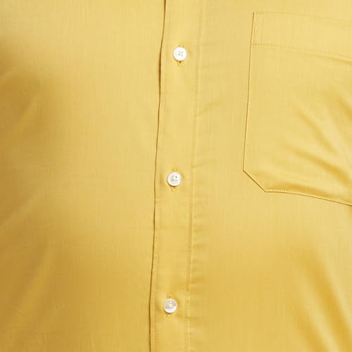 Image of Raymond Men's Solid Pattern Contemporary Fit Pure Cotton Full Sleeve Semi Cut Away Collar Formal Shirt