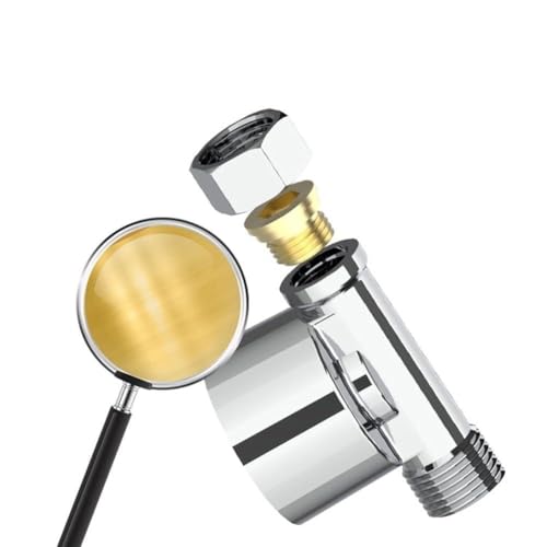 Auratrove Filtro de agua de ducha de cobre puro con malla de acero inoxidable, carcasa transparente para grifo de baño y lavadora, acabado cromado
