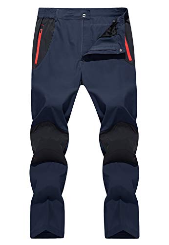 TACVASEN Men's Quick Dry Hiking Pants Water Resistant Lightweight Mountain Pants Navy, 36