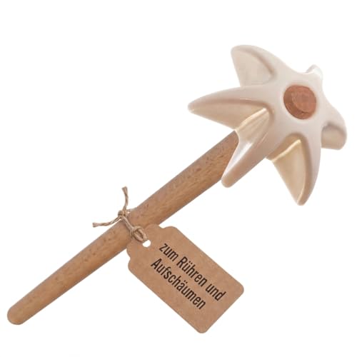 Quirl 25cm - DDR Geschenke - Küchenhelfer zum Kochen & Backen & Milchaufschäumen Holz Rührbesen zum Mischen Aufschlagen & Verrühren Stabil & leicht zu reinigen