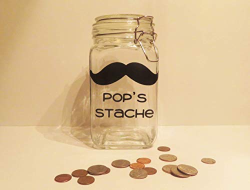 Personalized My Stache Mustache Glass Jar - Ideal Coin Bank and Candy Holder for Dads and Grandpas - Image 3