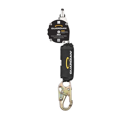 Image of Guardian 10900 Halo Web Personal Self Retracting Lifeline (SRL) | 11 ft | Carabiner Included | Swivel Top | Steel Snap Hook | Class 1 | ANSI and OSHA Compliant