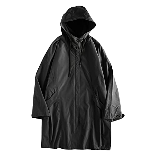 Trench-coat oversize pour homme coupe-vent à capuche mi-long veste sport extérieure décontractée