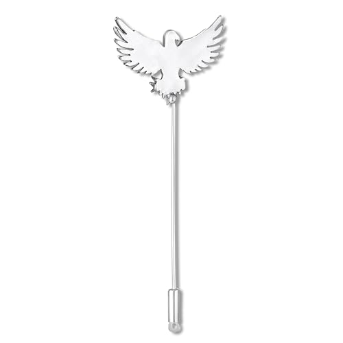 Image of Mahi Premium Silver Eagle-Shaped Mens Brooch Lapel Pin with Antique Rhodium Plating for Coat, Blazer, Jodhpuri (BP1101245R)