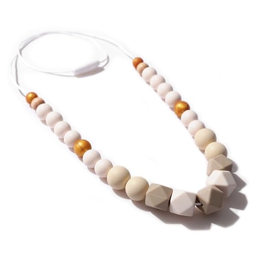 Image of TERJIO Silicone Nursing Necklace - Emotional Calming Breastfeeding Supplies, Fidget Necklace For New Moms, Newborn Nursing Sensory Silicone Beads Jewellery.