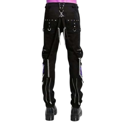 Unisex Slim Gothic Pant | Purple Super Skull Gothic Cyber Chain Goth Jeans Punk Rock Pants | Skull Gothic Pant2