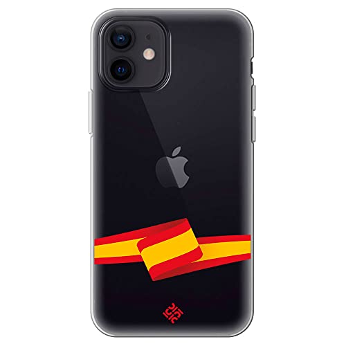 Movilshop Funda para [ iPhone 12 ] Dibujo Auténtico [ Bandera España ] de Silicona Flexible Transparente Carcasa Case Cover Gel para...